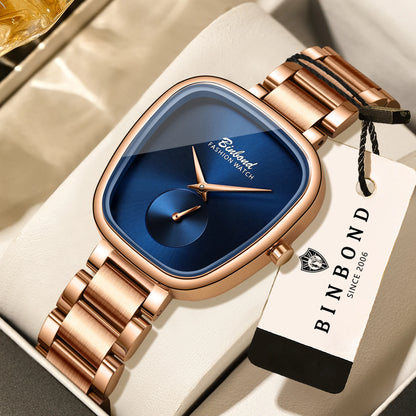 BINBOND Simple Quartz Watches For Women Luxury Precise Luminous Waterproof Elegant Women's Watch Casual Sturdy Stainless Reloj