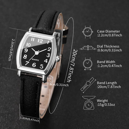 Retro Tonneau Arabic Dial Women Watches Ultra-thin Leather Strap Elegant Ladies Quartz Wristwatch Relogio Feminino（Without Box）