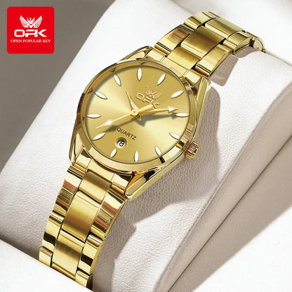 OPK 6038 Women's Watches Stainless Steel Waterproof Luminous Date Simple Fashion Ladies Watch Original Quartz Wrist Watch Woman