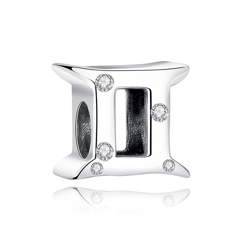 Original 925 Sterling Silver Charms Beads 12 Zodiac A-Z Letters Virgo Aries Fit Brand Bracelets Necklaces Jewelry For Women