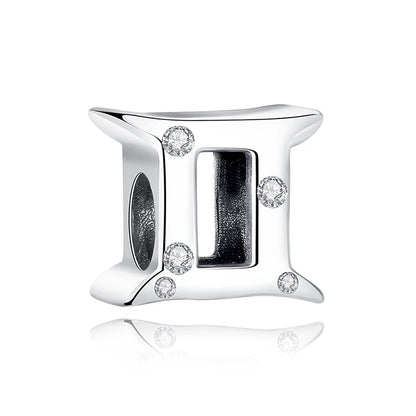 Original 925 Sterling Silver Charms Beads 12 Zodiac A-Z Letters Virgo Aries Fit Brand Bracelets Necklaces Jewelry For Women