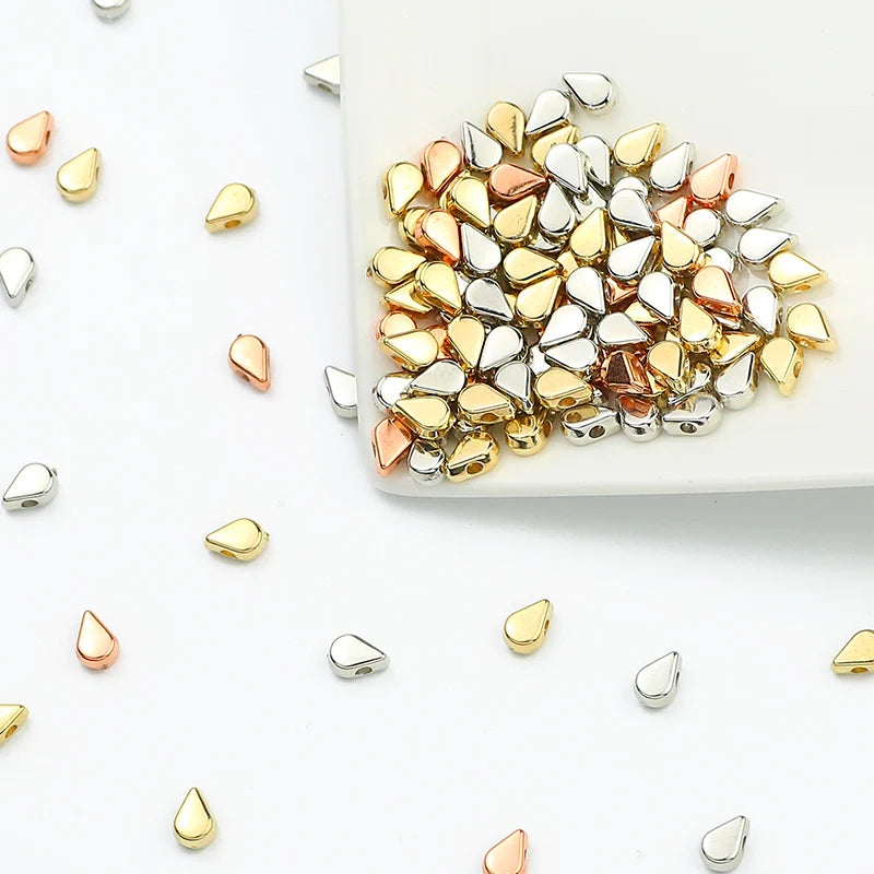 100-400pcs Gold Color Beads 4mm 6mm CCB Cube Crown Heart Pendant Star Spacer Loose Beads for Love Jewelry Making Bracelets DIY S