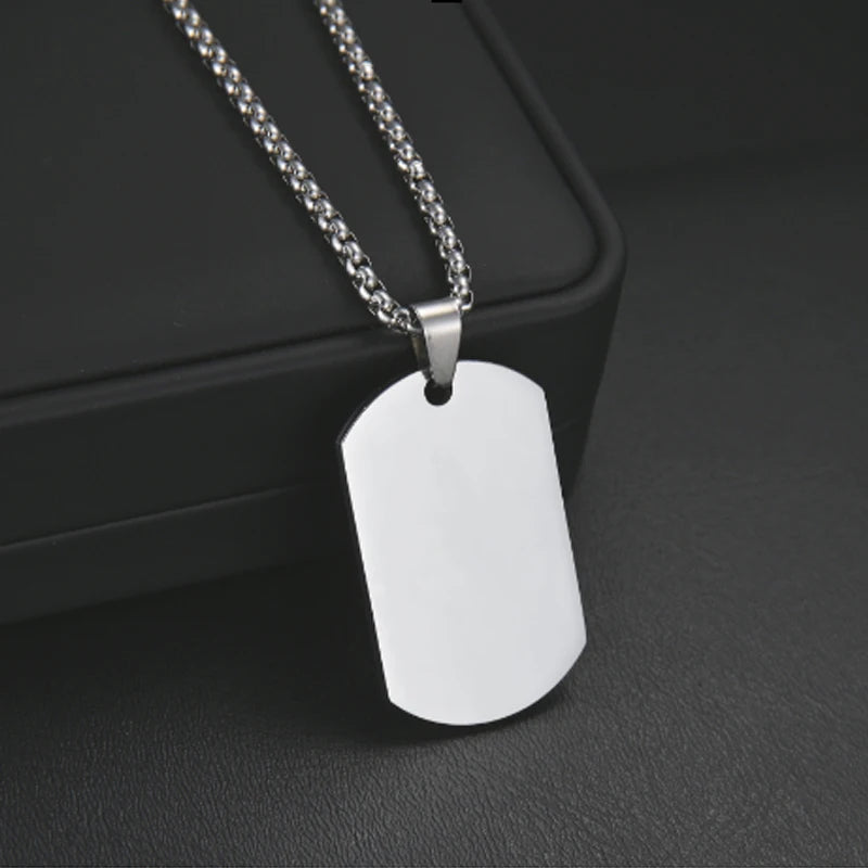 Stainless Steel Jewelry Mens Custom Engraved Name Photo Animal Necklace for Women Personalized Square Pendant Family Party Gift