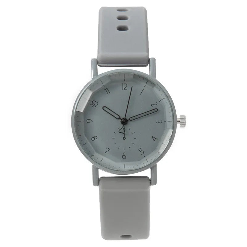 Fashion Candy Color Silicone Band Women Quartz Watch Arabic Dial Girls Students Wristwatch