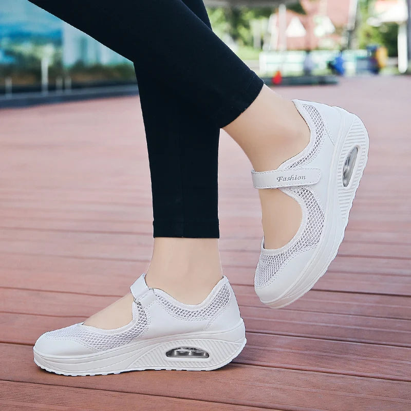 Women's Mesh Breathable Loafers Sneakers Solid Color Front Summer Walking Casual Shoes