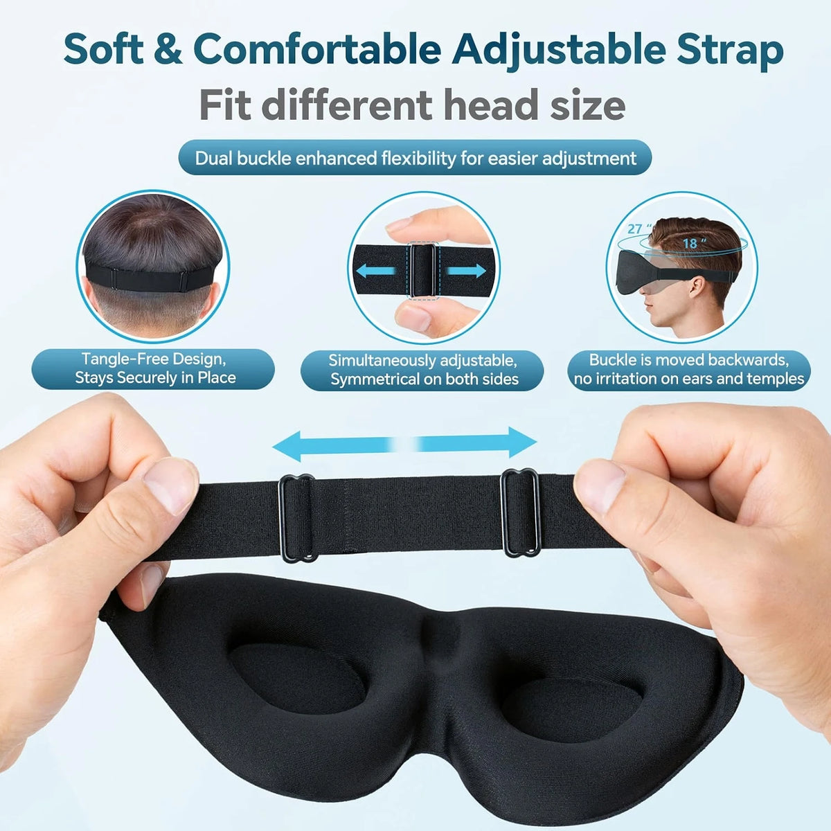3D Eye Mask for Sleeping Soft Breathable Sleep Mask Block Out Light Comfortable Nose Pad Eye Cover for Travel Nap Home