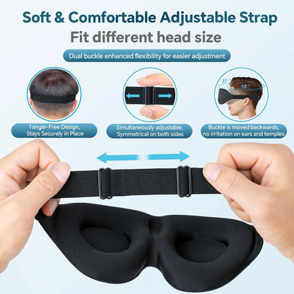 3D Eye Mask for Sleeping Soft Breathable Sleep Mask Block Out Light Comfortable Nose Pad Eye Cover for Travel Nap Home