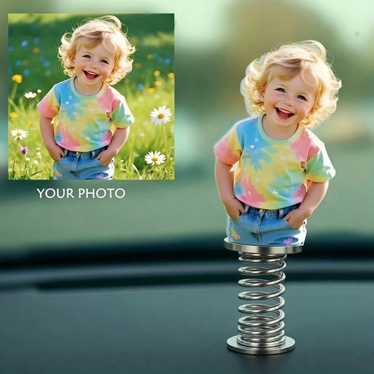 Personalized Car Decorations Bobble Shaking Ornaments Photo Custom Acrylic Desktop Standee Ornaments Gifts for Family Friends