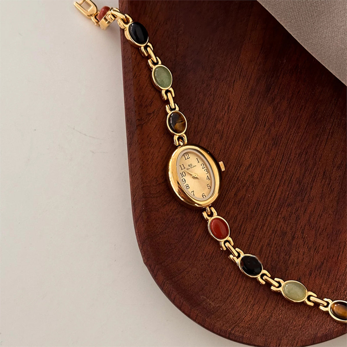 High-end Luxury Women's Watches Gold Emerald Gemstone Waterproof Oval Elegant Quartz Women's Watch Accessories for Women 2025