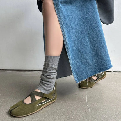Cross split toe Mary Jane Single Shoes Women 2026 New Versatile Flat Ballet Casual Shoes