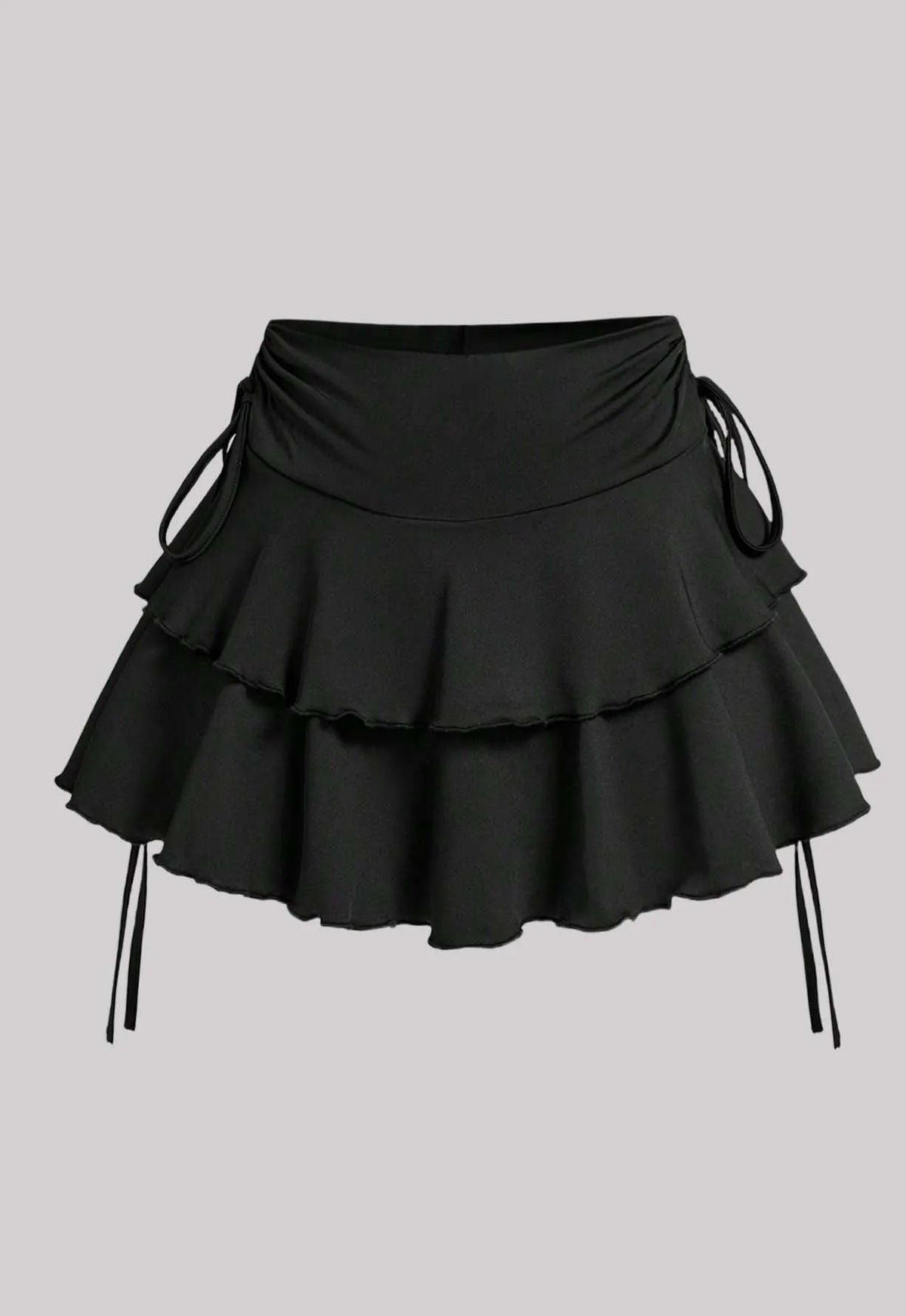 Plus Size Women's Ruffled Mini Skirt High Waist Tiered Layered Drawstring Casual Skirt