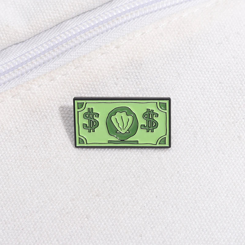 Green USD Symbol Enamel Pin Custom Wealth Money Cartoon Cute Anime Currency Brooches Lapel Badges Jewelry Kid Fans Gift