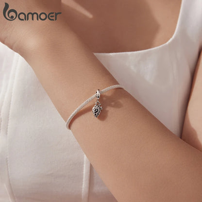 Bamoer 925 Sterling Silver Red Heart Skull Pendant Jesus Cross Beads for Women Bracelet Accessories DIY Religious Beliefs Gift