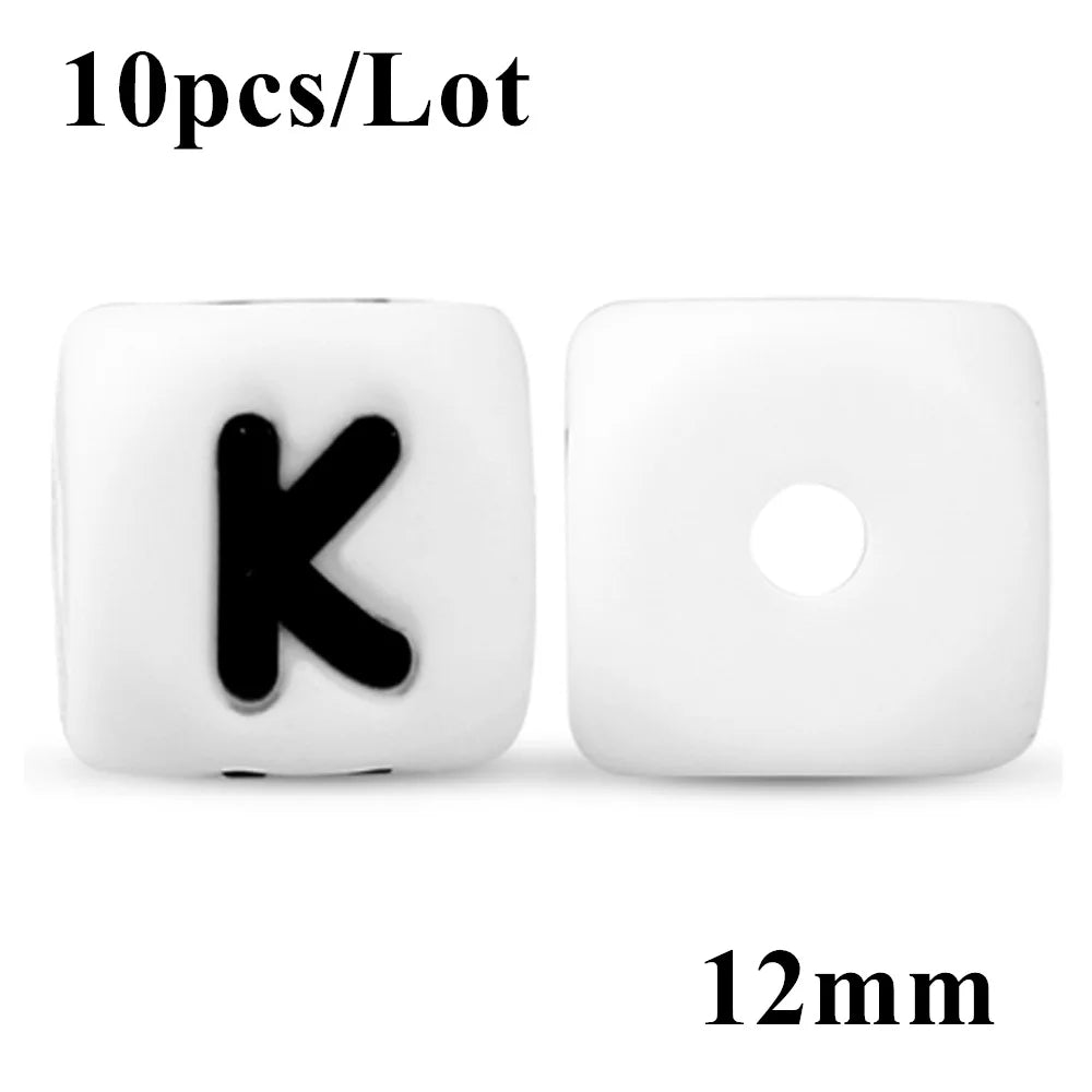 Kovict 10~50Pcs/Lot Silicone Letters Bead 12mm English Alphabet Beads For Jewelry Making DIY Personalized Name Chain Accessories
