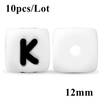 Kovict 10~50Pcs/Lot Silicone Letters Bead 12mm English Alphabet Beads For Jewelry Making DIY Personalized Name Chain Accessories