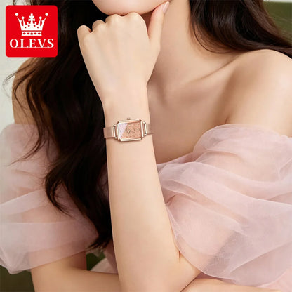 OLEVS 5705 Original Square Woman Watches Quartz Watch Mesh Strap Waterproof Watches For Woman Gift Ladies Clock Reloj