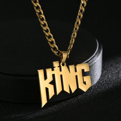 Atoztide Personalized Custom Names Pendant Necklace Stainless Steel Crown Cuban Thick Chain for Men Women Birthday Jewelry Gift
