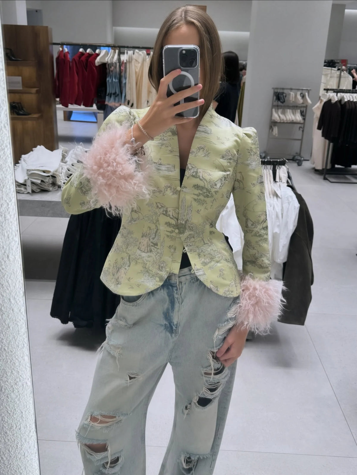 Women's Textured-Trim Jacket in Design Options
