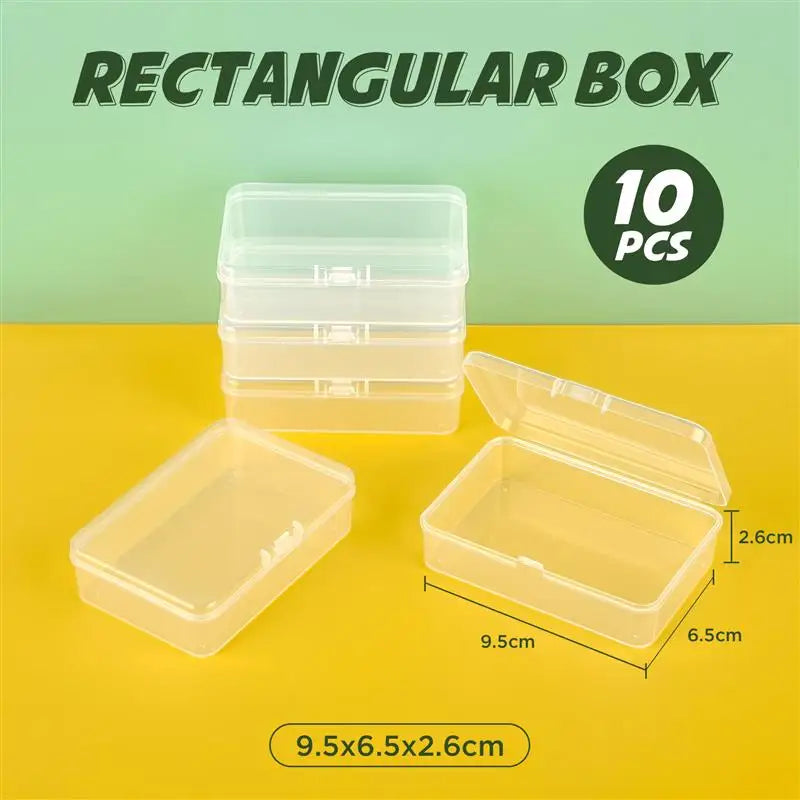 10pcs Plastic Box Rectangular Box Translucent Box Packing Box Storage Box Dustproof Solid Strong Jewelry Storage Case Container