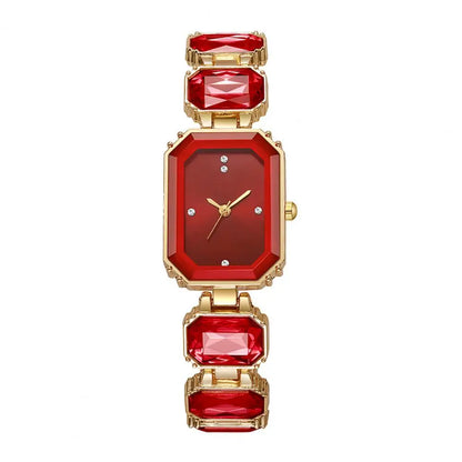 Ladies Bracelet Quartz Watch Sparkling Rhinestone Rectangular Dial Watch Faux Diamond Bracelet Wristwatch For Jewelry Timepiece