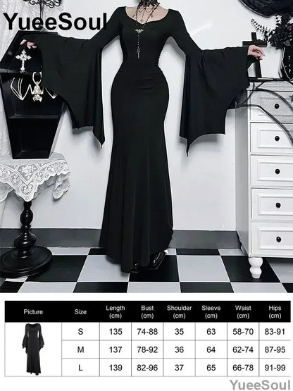Halloween Gothic Grunge Punk Women Dress Long Sleeve Lace Slim Black Dresses 2026 New Y2K Harajuku Lolita Fairy Core Party Dress