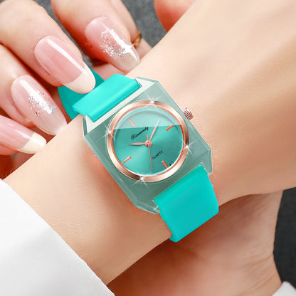Fashion Silicone Band Women Quartz Watch Rectangle Dial Ladies Analog Wristwatches Reloj Mujer Girls Clock Gift (Without Box)