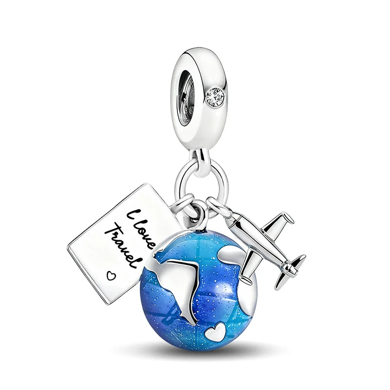 Fit 925 Original Bracelets Love Heart Flower Four Leaf Clover Turtle 925 Silver Charms Beads DIY Birthday Jewelry Gift
