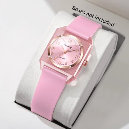 Elegant Square Women Quartz Watch Fashion Silicone Band Arabic Dial Ladies Wristwatches Relogio Feminino Clock (Without Box)