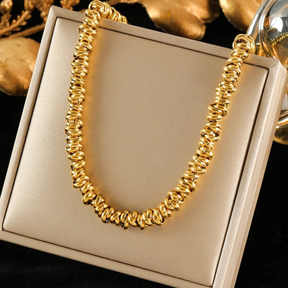 EILIECK 316L Stainless Steel Metal 2-Color Chain Necklace Bracelet Set For Women Fashion Punk Collar Waterproof Jewelry New Gift