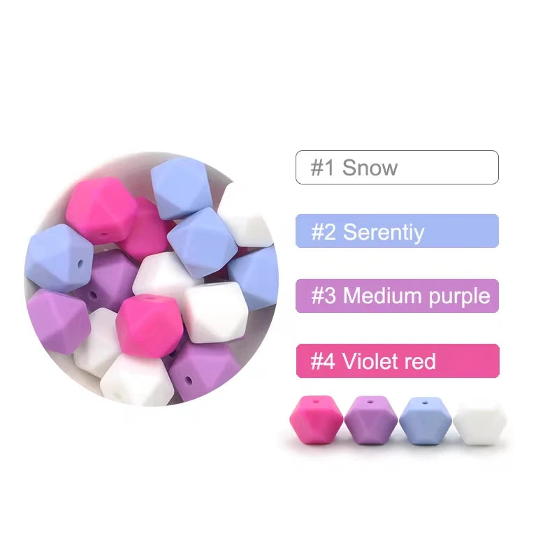 LOFCA 10pcs 14mm/ 17mm Hexagon Silicone Beads  For Jewelry Making Bulk DIY Necklace Pacifier Chain  Popular Jewelry Accessories