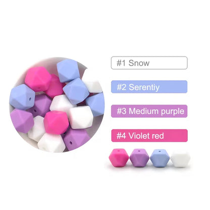LOFCA 10pcs 14mm/ 17mm Hexagon Silicone Beads  For Jewelry Making Bulk DIY Necklace Pacifier Chain  Popular Jewelry Accessories