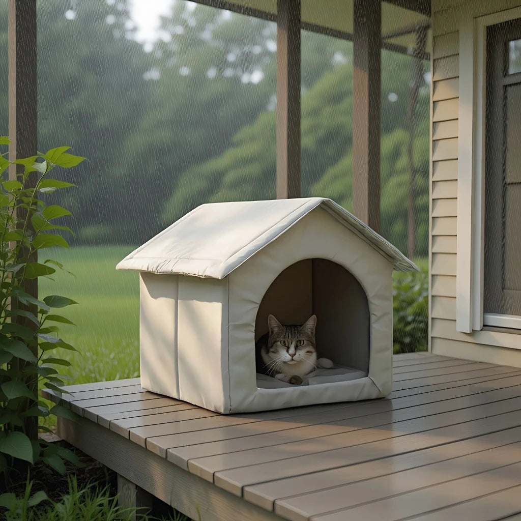 Waterproof Outdoor Cat House Foldable Cat Bed Pet Shelter Warm Insulated Small Dog House for Indoor & Outdoor Cats Small Puppies