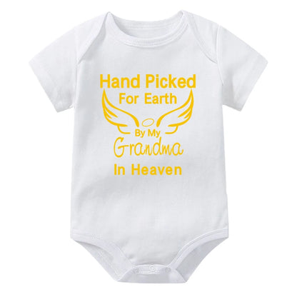 Hand Picked for Earth By My Grandpa/grandma In Heaven Baby Bodysuit Romper Summer Short Sleeve Jumpsuit Ropa