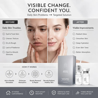 0.25MM Radiant Flawless Skin Micro Infusion Serum Kit Deeper Absorption Collagen Boost Brightening At Home Skincare