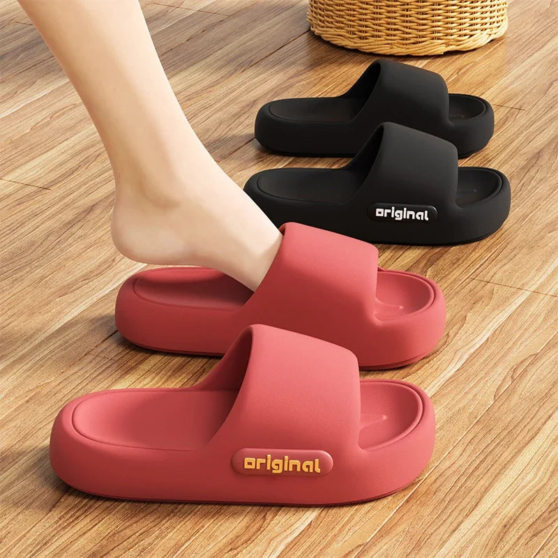 2025 Summer New Thick Platform Pillow Slippers Women Soft Sole Eva Cloud Slippers Woman Letter Print Non Slip Indoor House Shoes