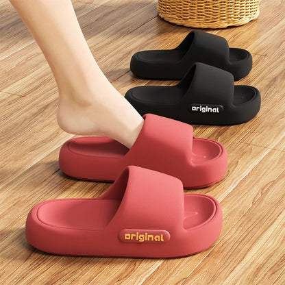 2025 Summer New Thick Platform Pillow Slippers Women Soft Sole Eva Cloud Slippers Woman Letter Print Non Slip Indoor House Shoes