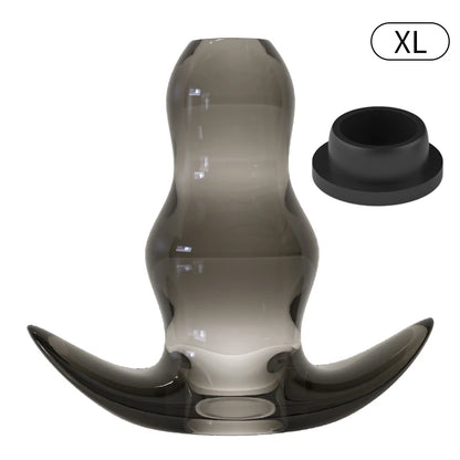 Hollow Speculum Peeking Anal Beads Butt Plug with Stopper Expander Tunnel Transparent Anus Dilation Adult Women Men Gay