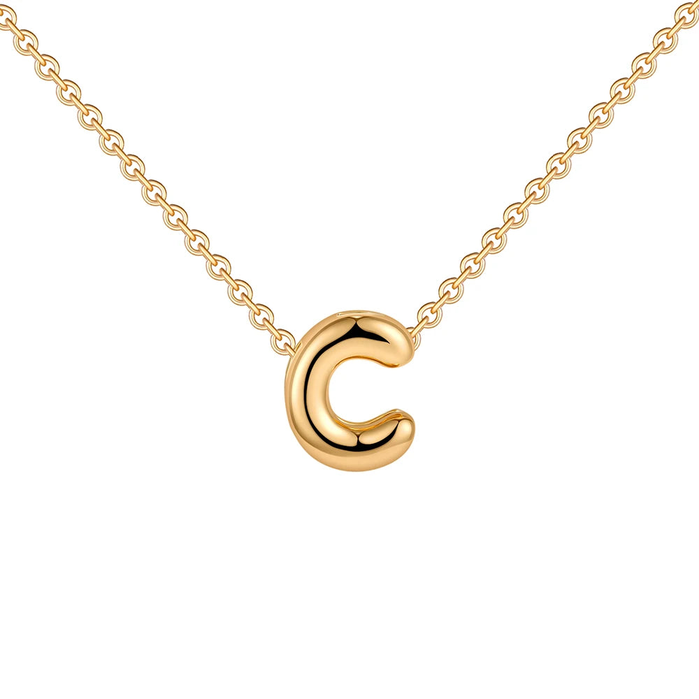 Dainty Mini Bubble Letter Necklace Gold Plated Balloon Initial Tiny Small Pendent Necklaces for Women Jewelry Teen Girls Gifts