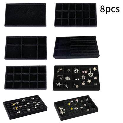 1 Set, (Including 8PCS) Flocking Jewelry Box Jewelry Tray