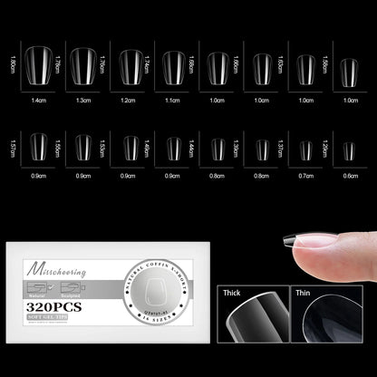 160/320pcs False Nails Full Cover Press-On Nails Coffin Stiletto Soft Gel False Nails Pieces for DIY Nail Extension salon tools