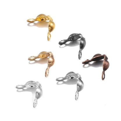 100/200pcs Connector Clasp Fitting 4*8mm Ball Chain Calotte End Crimps Beads Connector Components For DIY Jewelry Making
