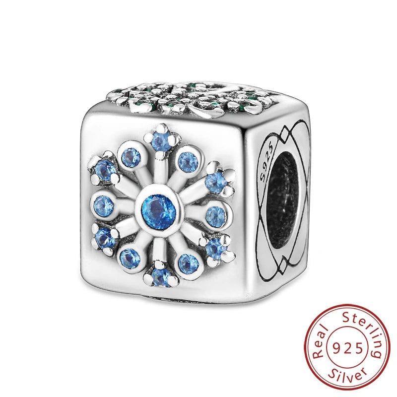 Original 925 Sterling Silver Charms Beads Winter Snowflake Snowman Igloo Penguin Pendant Fit Bracelet Charms Women Jewelry Gift
