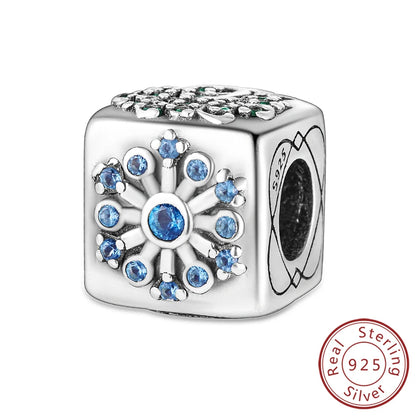 Original 925 Sterling Silver Charms Beads Winter Snowflake Snowman Igloo Penguin Pendant Fit Bracelet Charms Women Jewelry Gift