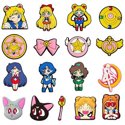 17-25PCS Japanese Anime Shoe Charms Cartoon Shoes Accessories Clogs Sandals Decorations Buckle for Friend Party Gifts