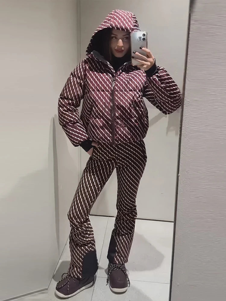Winter Women's Black Fur Hooded Belted Ski Jumpsuit Slim Fit Waterproof Windproof Skiwear 2026 Lady Warm Sport Snow Bodysuit New