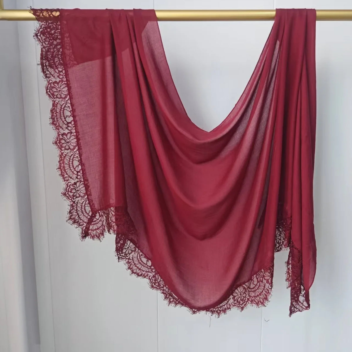 Ramadan Rayon Cotton Modal Hijab Scarf Lace L Edge Splicing Turban Breathable Shawl Cotton Plain Scarf Headscarf Women Hijabs