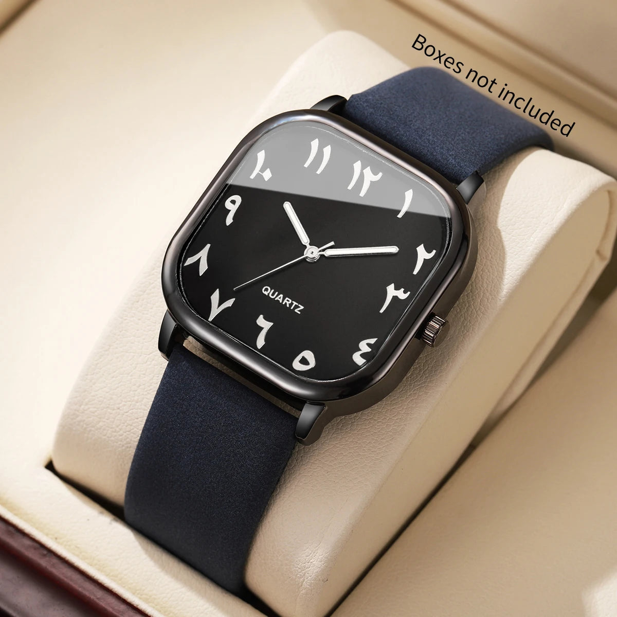 Fashion Unisex Square Quartz Watch Men Leather Strap Arabic Dial Casual Ladies Dress Watches Relogio Feminino (Without Box)