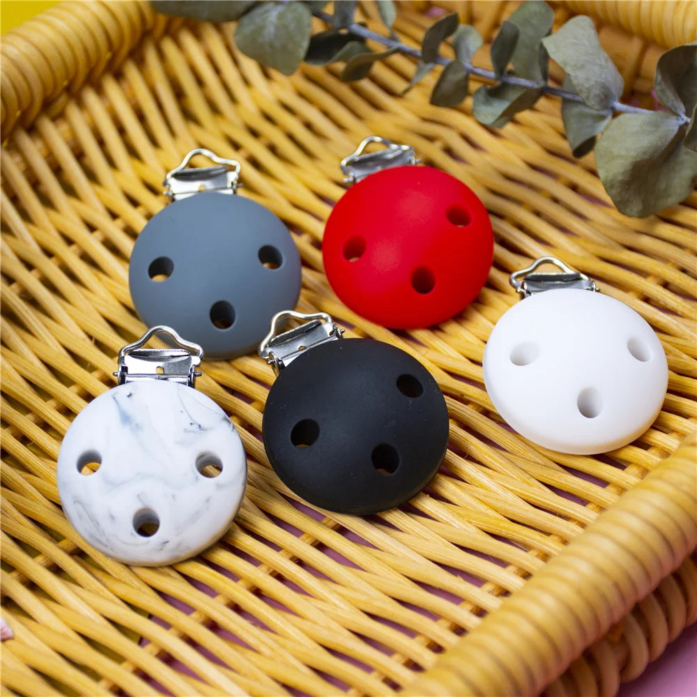 10 PCS 35 MM Round Silicone Clips BPA Free Baby Teething Teether Necklace Accessories Infant Pacifier Holder Chain Nipple DIY