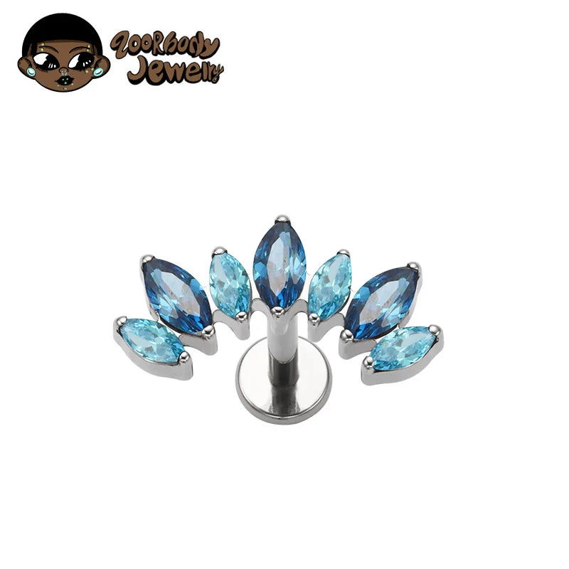 ASTM F136 Titanium Ear Climber Cartilage Helix Earring 16G Curved Marquise CZ Tragus Labret Stud Flat Back Piercing Body Jewelry