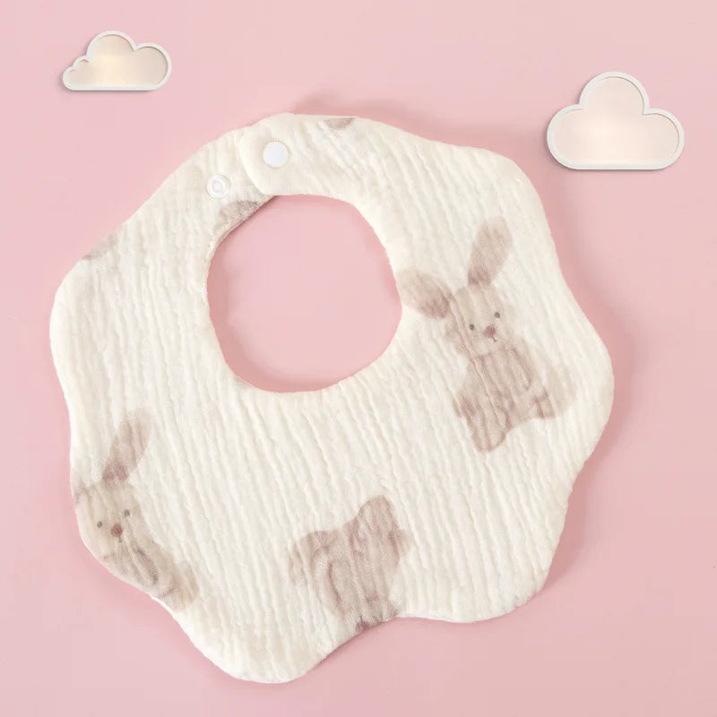 Baby Gauze Bibs Pure Cotton Class A Saliva Towel Milk Spilt Prevent Grass and Wood Dyed 360 Degrees Newborn Bib